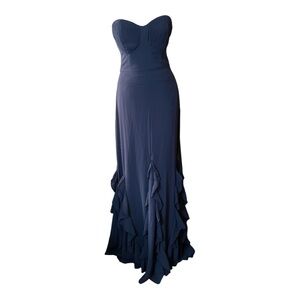 Lulus Priela Dark Navy Ruffled Lace-Up Maxi Dress